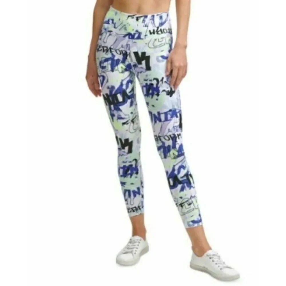 Calvin Klein Performance Women Multicolor Graffiti Side-Pocket 7/8 Tights XS NWT